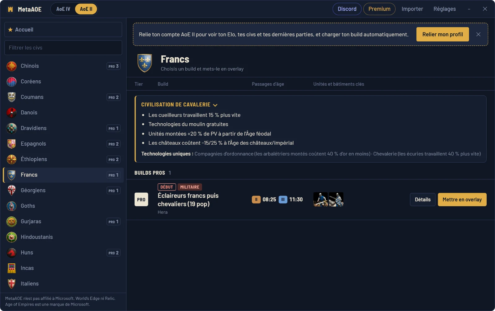 MetaAOE sur AoE II : les Francs, leurs bonus et un build de Hera, prêt à envoyer sur l'overlay