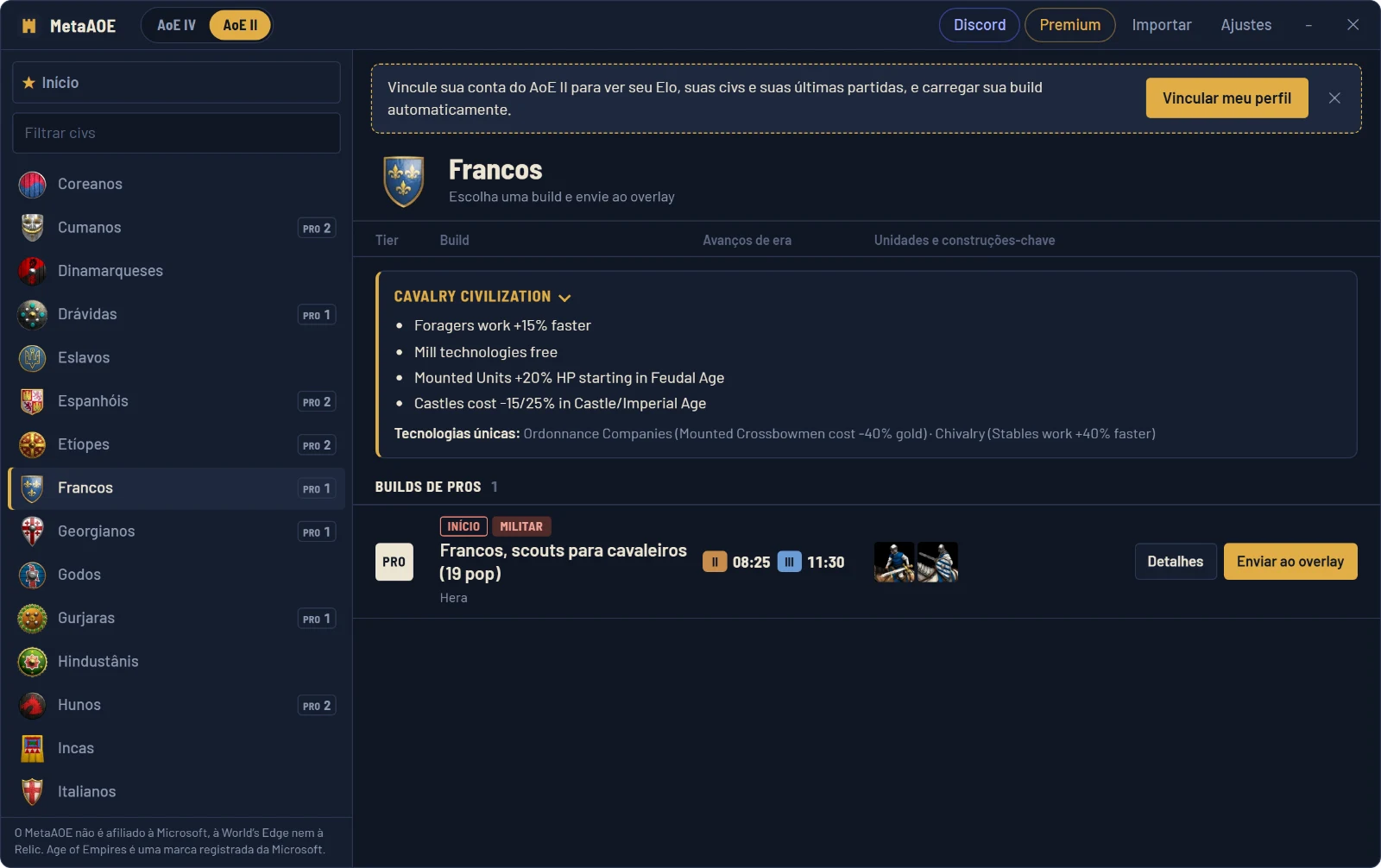 MetaAOE no AoE II: os Francos, seus bônus e um build do Hera, pronto para enviar ao overlay